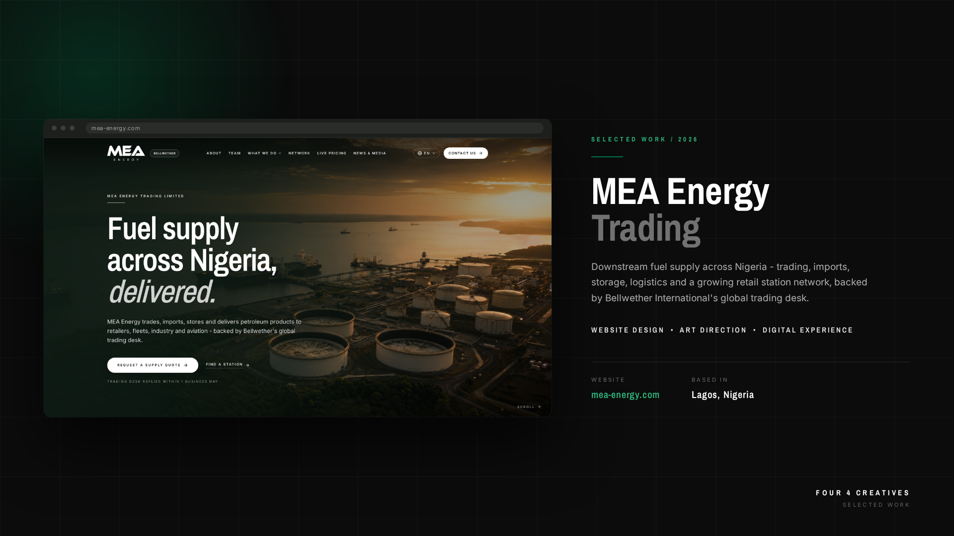 MEA Energy Trading website built by Four4 Creatives